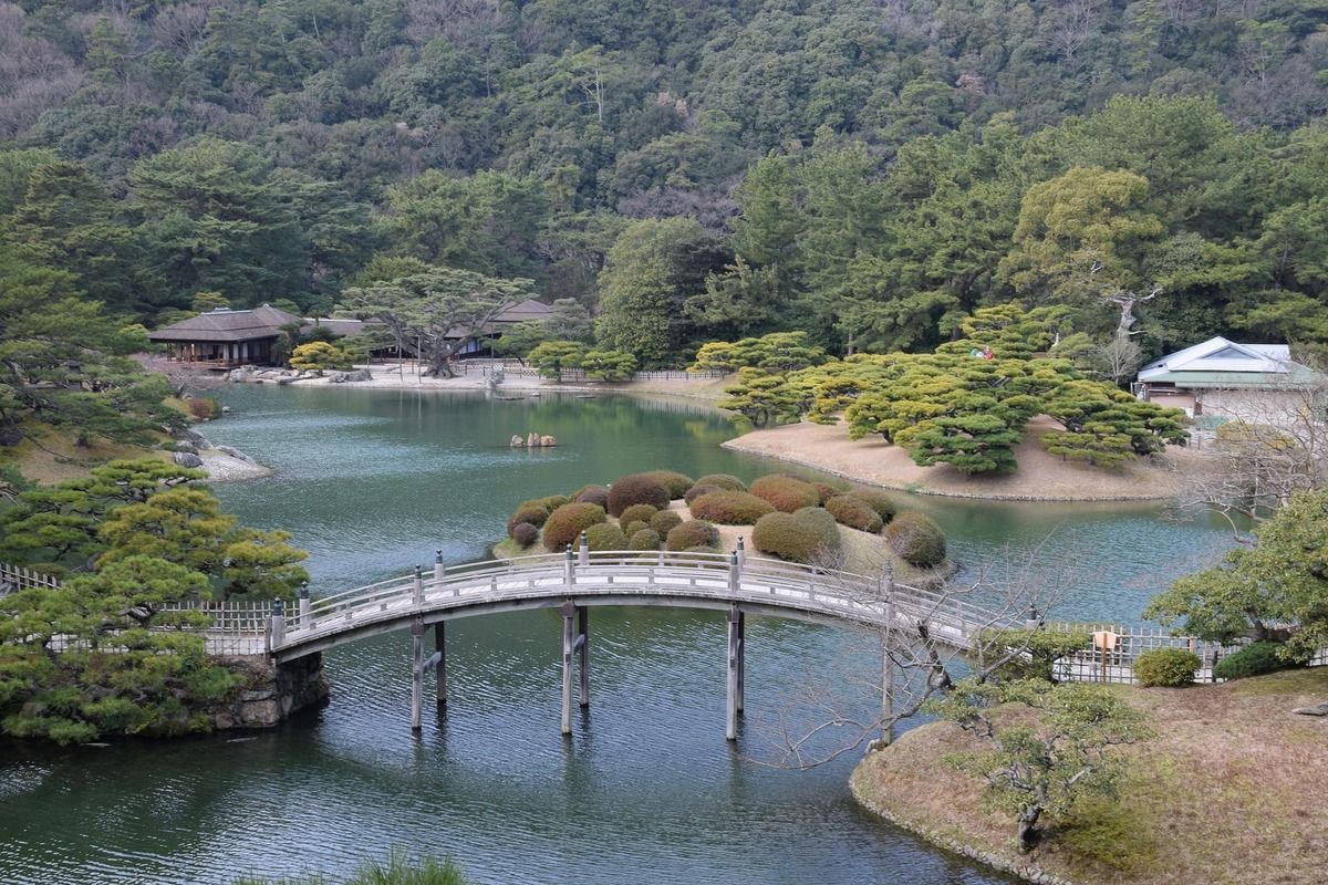 bridge in park in Shikoku Japan